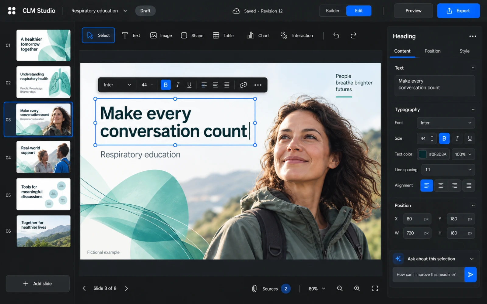 Supplied concept preview of the CLM Studio visual editor