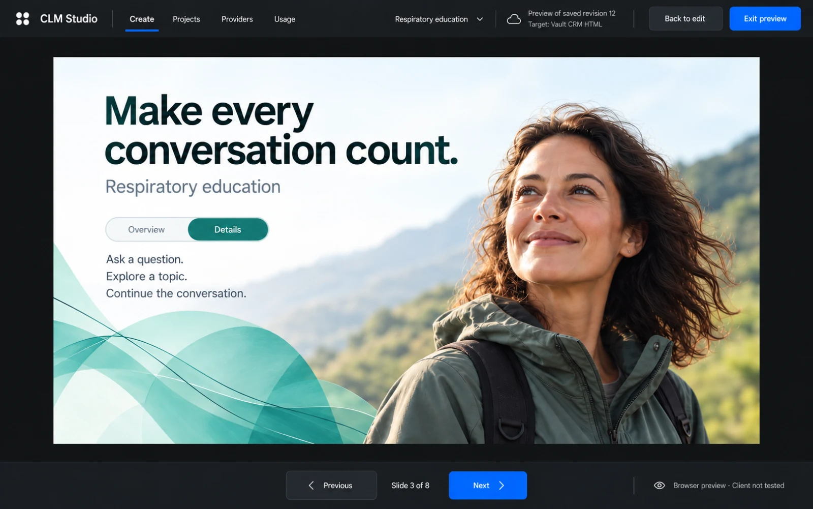 Supplied concept preview of an interactive presentation
